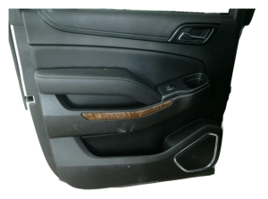 2015-2020 GMC Yukon XL Black Door Interior Trim Panel with Power Windows and Locks - Rear, Left (Driver) (Used OEM)