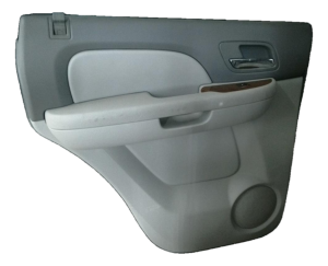 2007-2014 GMC Yukon XL Gray Door Interior Trim Panel with Power Windows and Locks - Rear, Left (Driver) (Used OEM)