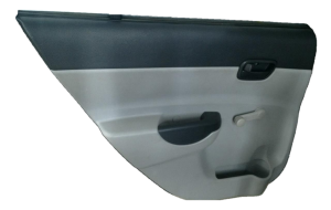 2006-2011 Hyundai Accent Gray Door Interior Trim Panel with Manual Windows and Locks - Rear, Left (Driver) (Used OEM)
