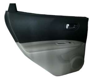 2014-2015 Nissan Rogue Select Gray Door Interior Trim Panel with Power Windows and Locks - Rear, Left (Driver) (Used OEM)