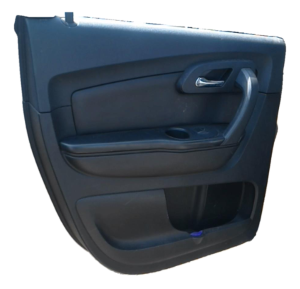 2007-2012 GMC Acadia Black Door Interior Trim Panel with Power Windows and Locks - Rear, Left (Driver) (Used OEM)