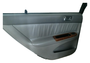 2002-2006 Toyota Camry Gray Door Interior Trim Panel with Power Windows and Power Locks - Rear, Left (Driver) (Used OEM)