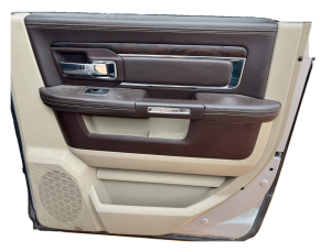 2013-2018 Ram 1500 Tan Door Interior Trim Panel with Power Windows and Locks - Rear, Right (Passenger) (Used OEM)