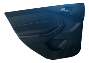 2015-2018 Ford Focus Black Door Interior Trim Panel with Power Windows and Locks - Rear, Left (Driver) (Used OEM)