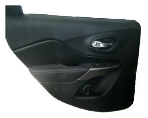 2019-2022 Jeep Cherokee Black Door Interior Trim Panel with Power Windows and Locks - Rear, Left (Driver) (Used OEM)