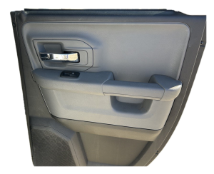 2013-2018 Ram 1500 Gray Door Interior Trim Panel with Power Windows and Locks - Rear, Right (Passenger) (Used OEM)