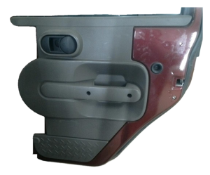 2007-2010 Jeep Wrangler Gray Door Interior Trim Panel with Power Windows and Locks - Rear, Right (Passenger) (Used OEM)