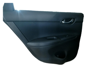 2013-2019 Nissan Sentra Black Door Interior Trim Panel with Power Windows and Locks - Rear, Left (Driver) (Used OEM)