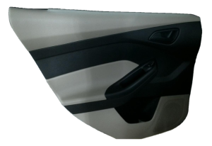 2012-2014 Ford Focus Tan Door Interior Trim Panel with Power Windows and Locks - Rear, Left (Driver) (Used OEM)