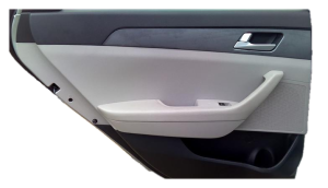 2015-2017 Hyundai Sonata Gray Door Interior Trim Panel with Power Windows and Locks - Rear, Left (Driver) (Used OEM)
