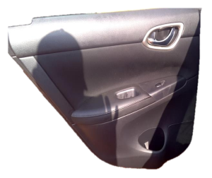 2013-2019 Nissan Sentra Black Door Interior Trim Panel with Power Windows and Locks - Rear, Left (Driver) (Used OEM)