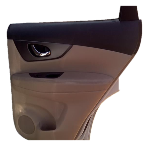 2014-2020 Nissan Rogue Tan Door Interior Trim Panel with Power Windows and Locks - Rear, Right (Passenger) (Used OEM)