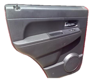 2008-2012 Jeep Liberty Black Door Interior Trim Panel with Power Windows and Locks - Rear, Left (Driver) (Used OEM)