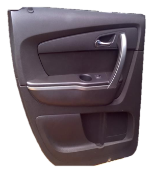 2007-2017 GMC Acadia Black Door Interior Trim Panel with Power Windows and Locks - Rear, Left (Driver) (Used OEM)
