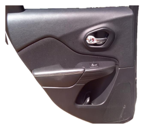 2014-2018 Jeep Cherokee Black Door Interior Trim Panel - Rear, Left (Driver) (Used OEM)
