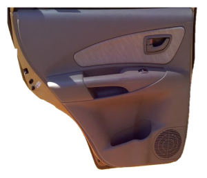 2005-2009 Hyundai Tucson Tan Door Interior Trim Panel with Power Windows and Locks - Rear, Right (Passenger) (Used OEM)