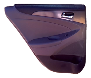 2011-2014 Hyundai Sonata Gray Door Interior Trim Panel with Power Windows and Locks - Rear, Left (Driver) (Used OEM)