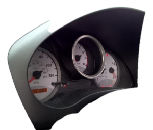 2004-2005 Toyota RAV4 Black Speedometer and Radio Instrument Panel Bezel (Used OEM)