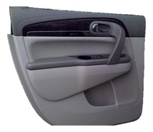 2007-2016 GMC Acadia Gray Door Interior Trim Panel with Power Windows and Locks - Rear, Left (Driver) (Used OEM)