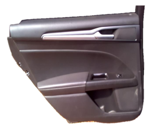 2013-2016 Ford Fusion Black Door Interior Trim Panel with Power Windows and Locks - Rear, Left (Driver) (Used OEM)