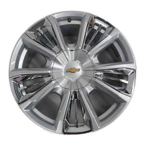 2021-2025 Chevrolet Suburban Chrome 22x9 10-Spoke Bright Hyper Alloy Wheel with Chrome Inserts (New OEM)