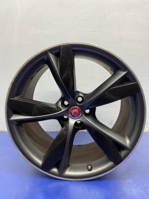 2014-2020 Jaguar F-Type Black 20x10.5 5-Spoke Alloy Rear Wheel with Carbon Fiber Accents (Used OEM)