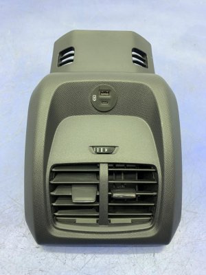 2021-2024 Ford Mustang Mach-E Black Center Console End Cap Trim Panel with Air Vent and USB Port - Rear (Used OEM)