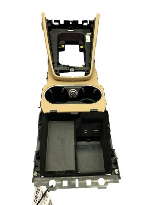 2019-2023 Porsche Cayenne Beige Floor Center Console Panel with Cup Holder and Storage Bin Carrier (Used OEM)