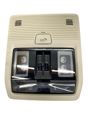 2025 Volkswagen Tiguan Tan Center Overhead Console with Map Light and Sunroof Control - Front (Used OEM)