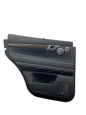 2021-2024 Genesis GV80 Black Door Interior Trim Panel with Wood Grain, Sun Shade and Lexicon Audio - Rear, Left (Driver) (Used OEM)