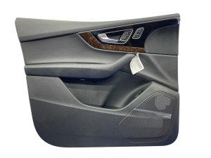 2017-2019 Audi Q7 Black Door Interior Trim Panel with Wood Applique - Front, Left (Driver) (Used OEM)