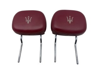 2014-2020 Maserati Ghibli Red Seat Leather Headrest with Emblem - Front, Left (Driver) (Used OEM)