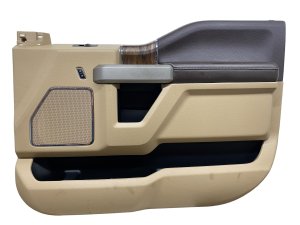 2015-2020 Ford F-150 Brown Door Interior Trim Panel with Handle and Switches - Front, Right (Passenger) (Used OEM)