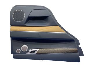 2021-2024 Genesis GV80 Beige Door Interior Trim Panel with Switches and Sunshade - Rear, Left (Driver) (Used OEM)