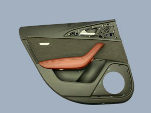 2012-2018 Audi A6 Arras Red Door Interior Trim Panel with Alcantara and Sun Shade - Rear, Left (Driver) (Used OEM)