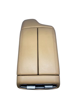 2021-2023 Genesis GV80 Tan Center Console Lid Armrest with Storage and Vents - Rear (Used OEM)