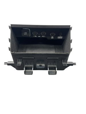 2022-2024 Jeep Wagoneer Black Dashboard Center Console Storage Bin with Wireless Charger and USB Ports - Front (Used OEM)