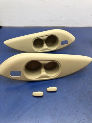 2011-2013 INFINITI QX56 Tan Quarter Panel Cup Holder Set with Cargo Net Clips - Rear (Used OEM)
