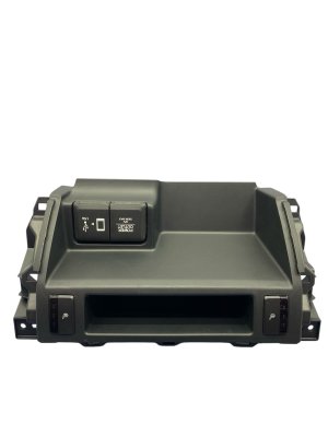 2017-2020 Honda Ridgeline Black Center Console Trim Panel with Heated Seat Switches and USB Ports - Front (Used OEM)