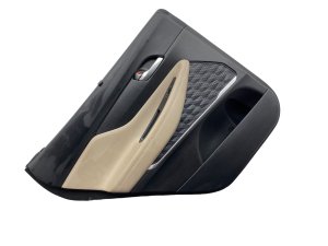 2019-2020 Hyundai Santa Fe Black Door Interior Trim Panel with Handle and Switches - Rear, Left (Driver) (Used OEM)
