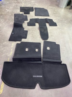 2020-2025 Hyundai Palisade Black Rear and Trunk Carpet Floor Mat Set - Front (Used OEM)