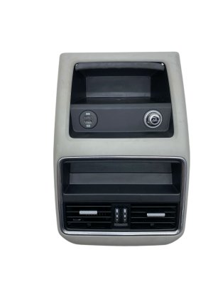 2020-2024 Audi Q7 Tan Center Console Air Vent Assembly with Dual USB Charger - Rear (Used OEM)