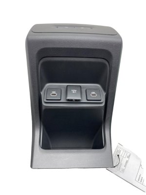 2019-2024 Jaguar I-Pace Black Center Console Trim Panel with Heated Seat Switch and USB Ports - Rear (Used OEM)