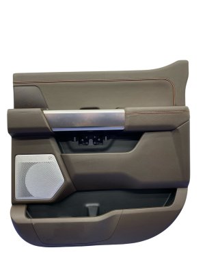 2021-2023 Ford F-150 Java (Brown) Door Interior Trim Panel with Window Switch and Handle - Rear, Left (Driver) (Used OEM)