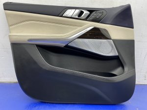 2019-2022 BMW X7 Ivory (White) Door Interior Trim Panel with Illuminated Strip and Seat Memory - Front, Left (Driver) (Used OEM)