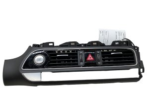 2019-2021 Genesis G70 Black Center Dashboard Dual AC Air Vent Assembly with Push Start Button - Front (Used OEM)