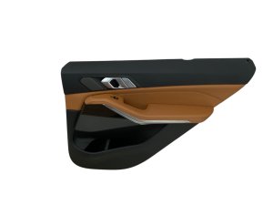 2019-2023 BMW X5 Black w/ Brown Door Interior Trim Panel without Sunshade - Rear, Right (Passenger) (Used OEM)