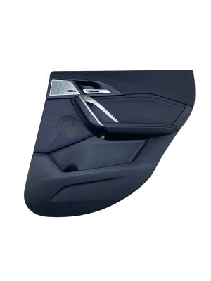 2024-2025 BMW X2 Black w/ Blue Stitching Door Interior Trim Panel M-Sport - Rear, Right (Passenger) (Used OEM)