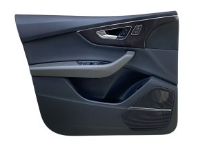 2019-2025 Audi Q8 Black Door Interior Trim Panel with Wood Grain Molding - Front, Left (Driver) (Used OEM)