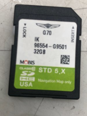 2019-2020 Genesis G70 Navigation System Map SD Card (Used OEM)